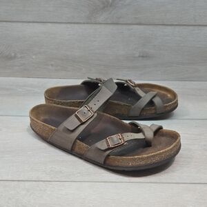 Birkenstock Womem Mayari Loop Toe Brown Strappy Sandals Flats Shoes Sz 39/8 Reg